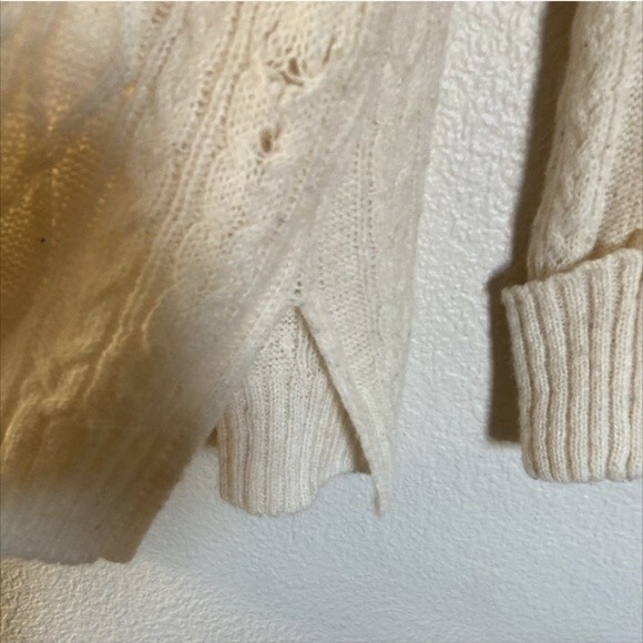 Free People White Sweater SM Grunchy Slouchy Distressed Wool Alpaca Soft - Picture 5 of 13